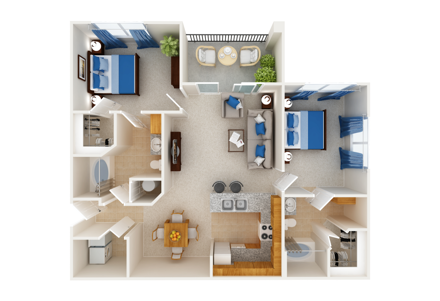 2 BR at Ashley Park Two Bedroom Floor Plans
